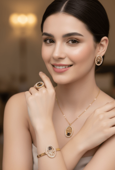 مجموعة مجوهرات شعار الوردة العتيقة